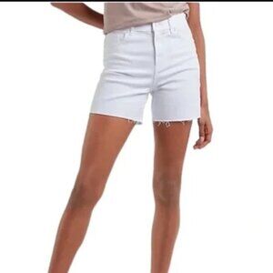 Express White High Rise Denim shorts Raw Hem
